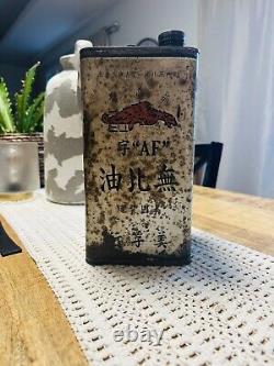 Vintage Antique Rare CHINESE GARGOYLE MOBIL OIL Type AF 1 gallon Tin Can