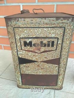 Vintage Big Mobil Oil Tin Can 5 U. S. GALLON 19 liters advertising jerrycan rare