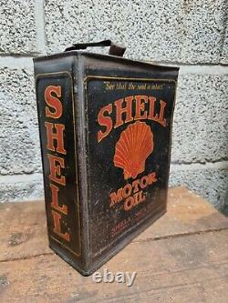 Vintage Black Shell Motor Oil 1 Gallon Can / Tin Rare Garage Automobilia Rare