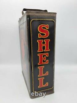 Vintage Black Shell Motor Oil Tin Double grade gallon can. Motoring Garage Rare