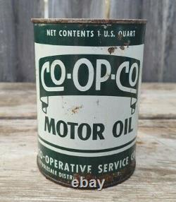 Vintage CO-OP-CO Motor Oil Can COOP 1 Quart Waterloo Iowa NOS FULL UNOPENED RARE
