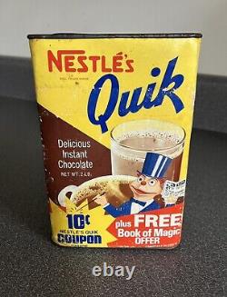 Vintage Canadian 1970's Nestle's QUIK Tin Canister Can Rare 1960's Book of Magic