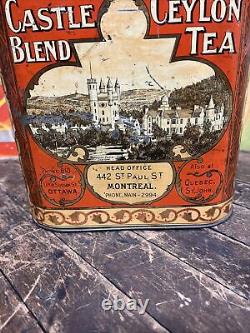 Vintage Castle Ceylon Tea Tin Can Sign General Store Kitchen Decor Canada Rare