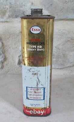 Vintage ESSO oil can tin Extra Motor France mounted inverted 2l Rare #11
