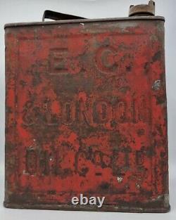 Vintage E. C. & London Oil Co 2 Gallon Petrol Can Motor Spirit Original Rare