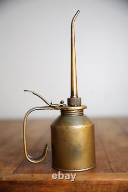 Vintage Eagle Rainbow Pump Handy Oiler Gold Oil Can spout RARE gas station
