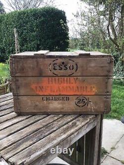 Vintage Esso 2 Gallon Petrol Can Crate Very Rare Not Oil Jug Enamel Sign Pump