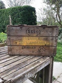 Vintage Esso 2 Gallon Petrol Can Crate Very Rare Not Oil Jug Enamel Sign Pump