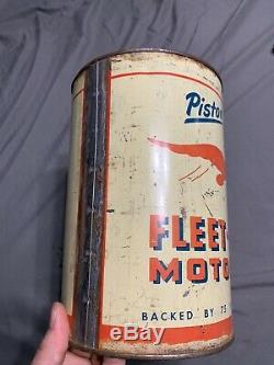 Vintage Fleet Wing Motor Oil Can Rare 5 Five Quarts Piston Seal Cleveland OH