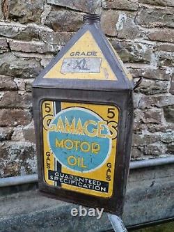Vintage Gamages Motor Oil 5 Gallon Pyramid Can Automobilia Collectable Rare