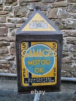 Vintage Gamages Motor Oil 5 Gallon Pyramid Can Automobilia Collectable Rare
