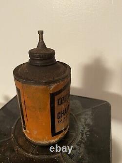 Vintage Harley Davidson Motor 8 Oz Oil Cone Top Tin Early Rare Can Chain Saver
