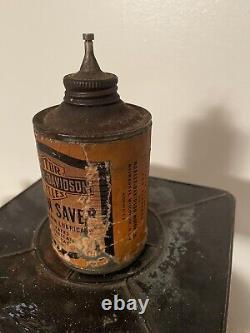 Vintage Harley Davidson Motor 8 Oz Oil Cone Top Tin Early Rare Can Chain Saver