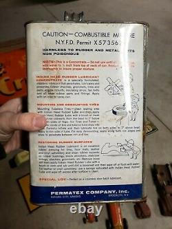 Vintage INDIAN HEAD CHIEF PERMATEX CLEAR RUBBER LUBRICANT OIL CAN 1 GALLON RARE