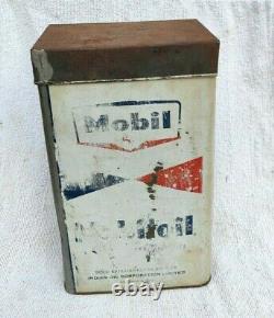 Vintage Mobil Oil Advertising Tin Can Advertisement Box Automobile Rare