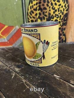 Vintage Modoc Brand Pears Paper Label Can Tin Sign Indian Native American Rare