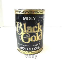 Vintage Moly Black Gold Motor Oil 1 Quart Can Full Rare Pre Owned Collectable