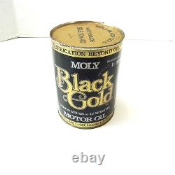 Vintage Moly Black Gold Motor Oil 1 Quart Can Full Rare Pre Owned Collectable