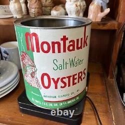Vintage Montauk Oyster Tin Can 1 Gal Rare
