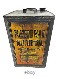 Vintage National Motor Oil Can RARE 5 Gallon SHIPS FREE IN USA