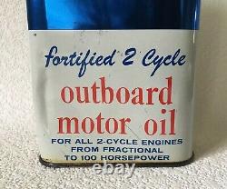Vintage Oil Can ALLIED Outboard Motor 1 Quart CHICAGO ILL. Empty 2 Cycle RARE