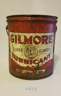 Vintage Oil Can Gilmore Lion Head Lubricant 5 Gallon RARE