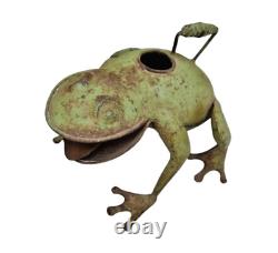 Vintage Old Antique Iron Fine Painted Rare Big Frog Shape Plant Watering Can