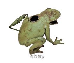 Vintage Old Antique Iron Fine Painted Rare Big Frog Shape Plant Watering Can