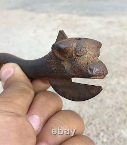Vintage Old Rare Iron Bull Face Engraved Bottle Can Opener Top Condition