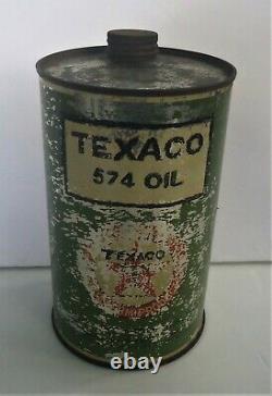 Vintage Original 1920's Texaco 574 Motor Oil Quart Port Arthur TX Can Very Rare