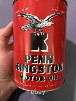 Vintage Original RARE Penn Kingston Graphic Motor Quart Oil Can Philadelphia