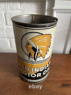 Vintage Original Red Indian Motor Oil Can Rare HTF
