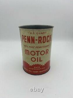 Vintage Penn Rock Motor Oil Quart Can Buffalo NY RARE Rock Oil Corp
