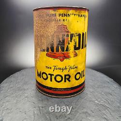 Vintage Pennzoil 5-Quart Motor Oil Can Owl Rare'Be Oil Wise' Collectible