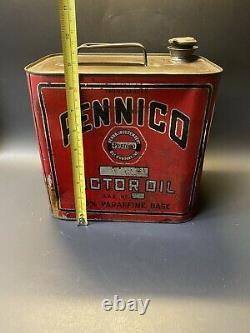 Vintage RARE 1920s Pennico Oil Company Engine Oil 2 Gallon Advertising Oil Can