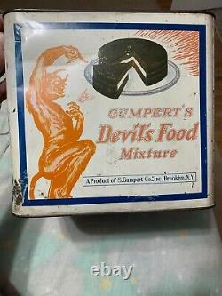 Vintage RARE Gumperts Devils Food Devil Graphic Food Tin 15 Lbs Can