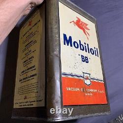 Vintage RARE Italian Mobiloil BB Vacuum Oil Pegasus Gargoyle 5 Gallon Oil Can