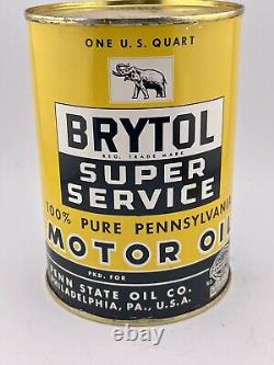 Vintage RARE One Quart Graphic Elephant Brytol Penn State Oil Can