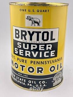 Vintage RARE One Quart Graphic Elephant Brytol Penn State Oil Can
