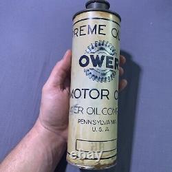 Vintage RARE Ower Oil Graphic Early Automotive Gear Tall Spout Oil Can