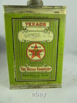 Vintage RARE Texaco Spica Oil one pint Can Port Arthur Texas, GREEN LABEL