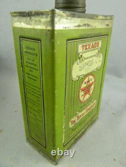 Vintage RARE Texaco Spica Oil one pint Can Port Arthur Texas, GREEN LABEL