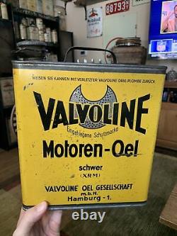 Vintage RARE Valvoline Yellow Motoren-Oel German Motor Slim 5 Quart Oil Can