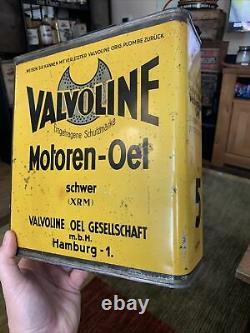 Vintage RARE Valvoline Yellow Motoren-Oel German Motor Slim 5 Quart Oil Can