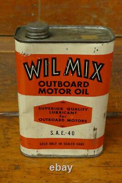 Vintage RARE Wil Mix Outboard Marine Motor Oil One Quart Oil Can St Paul, Minn