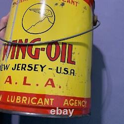 Vintage RARE Wing-Oil ALA American Lubricant Agency Handle Oil Grease Can NJ