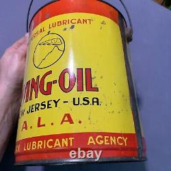 Vintage RARE Wing-Oil ALA American Lubricant Agency Handle Oil Grease Can NJ