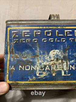 Vintage Rare 1/2 Half Gallon Zerolene Standard Oil Polar Bear Graphic Oil Can