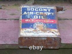 Vintage Rare 1 Gallon SOCONY Air-Craft Oil Empty Can