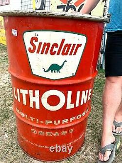 Vintage Rare 55 gallon drum Oil Can with Dino Sinclair logo sign 36x24 gas